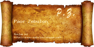 Paor Zebulon névjegykártya